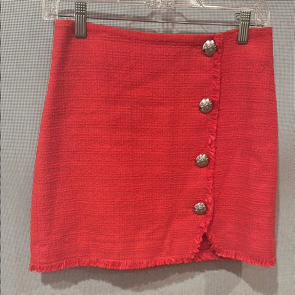 Veronica Beard Red Ribbed Mini Pencil Skirt